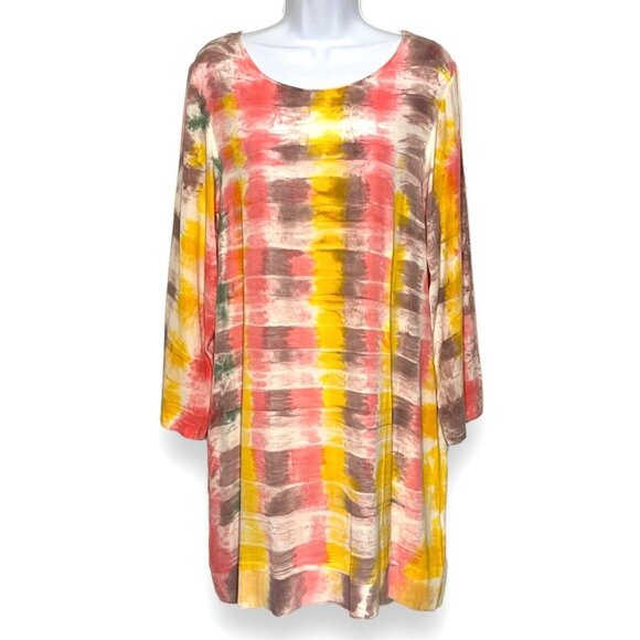 Melarosa Italy‎ Silk Boho Shift Dress Medium Lagenlook Abstract Artsy Statement - Picture 1 of 9